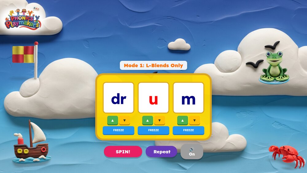 CCVC Spin Game showing the word 'crab'
