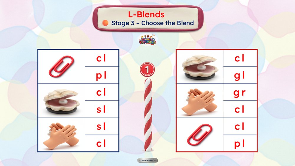 Stage 3 Choose the Blend — children choose the initial blend for each picture